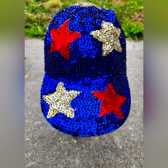 Rare Vintage 80s Sequins Star Cap - Picture 1 of 3